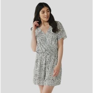 Nine West Black & White Floral Short Romper